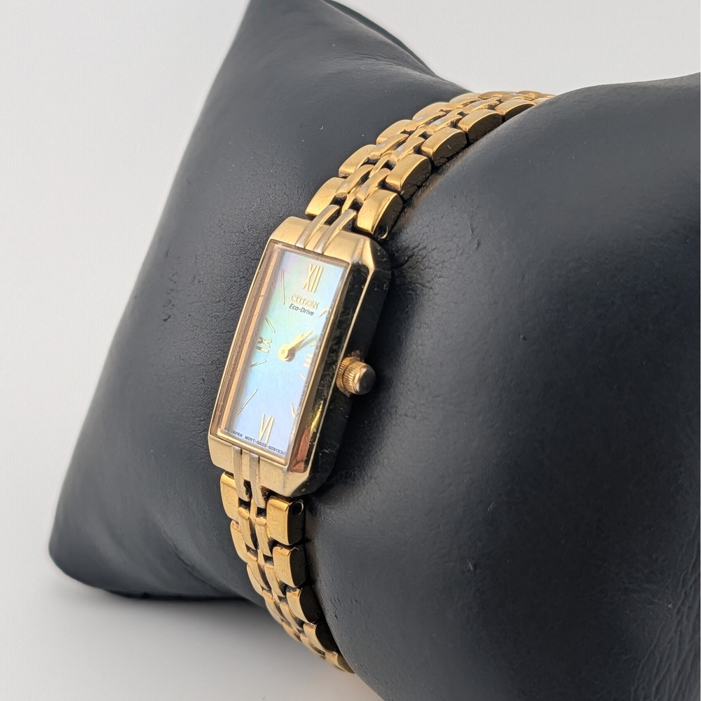 Citizen Eco-Drive Rectangular Gold Tone MOP Dial Petite Bracelet Watch - Picture 5 of 10